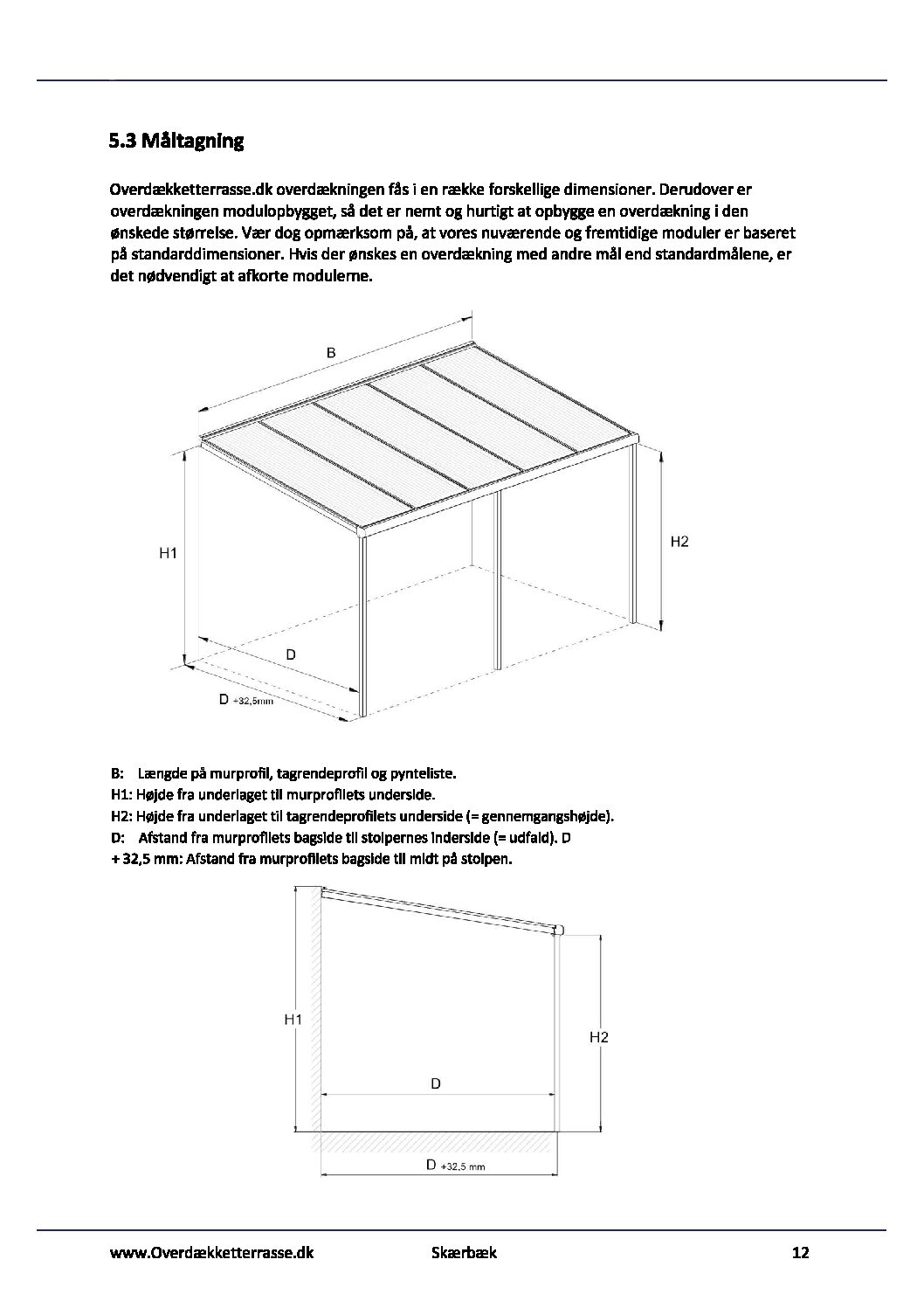 Vejledning til opsætning af Skærbæk Terrasseoverdækning